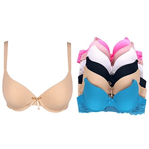 Romabra Push Up Bra 6 Pack B/C Cup Women's Full Cup Push Up Bras Assorted Bra,84003,34B