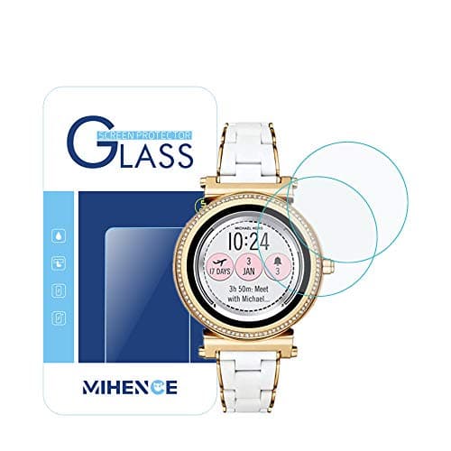Mihence Compatible Michael Kors Access Sofie Screen Protector, 9H Premium Real Tempered Glass Screen Protector for Access Smartwatch Sofie (Gen 2) MKT5039 Anti Scratch Protector (2-PCS)