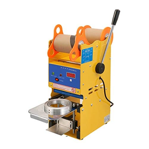Digital manual plastic bubble tea cup sealing machine 110V 300-500 cups/hour 350w fruit juice cup sealer