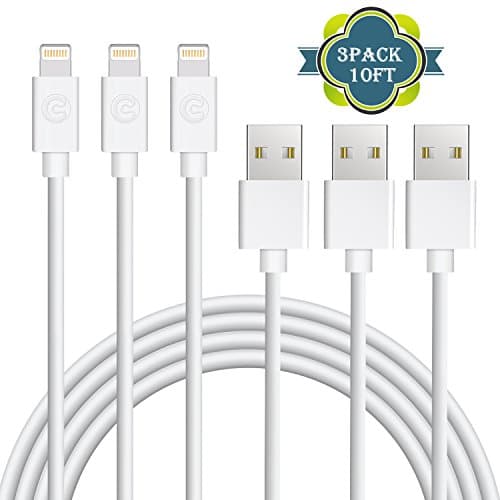 Atill iPhone Charger,Lightning Cable 3Pack 10FT Ultra Long iPhone Charging Cable Cord Compatible with iPhone 8 8 Plus X 7 7Plus 6 6Plus 5 5s 5c SE iPad(white)