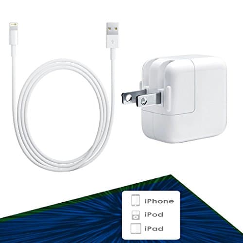 iPad Charger Cables [3ft USB Sync] with 12 Watt Wall Charger also for iPhone SE / 6 / 5