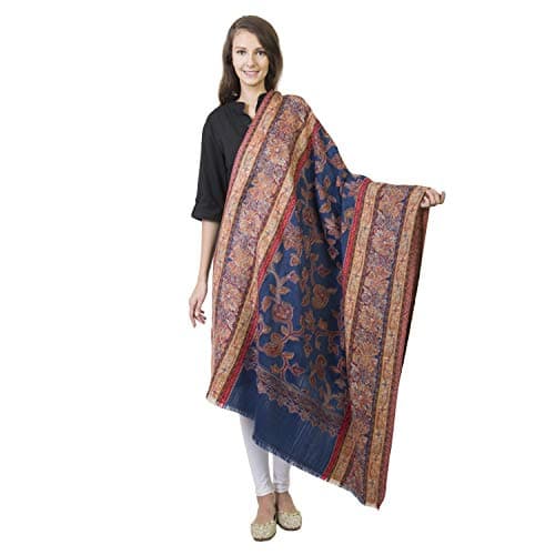 La Vastraa's Shawls for Women - Thread Work Floral Pattern Wool Shawl