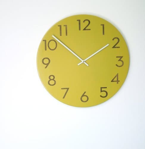 Uncommon Handmade Modern Numbers Clock - Modern Wall Clock (Chartreuse)