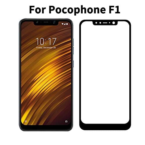 Tingtong Full Glue, Full Coverage Edge-to-Edge 5D Tempered Glass Screen Protector for Xiaomi Pocophone Poco F1 (Black)