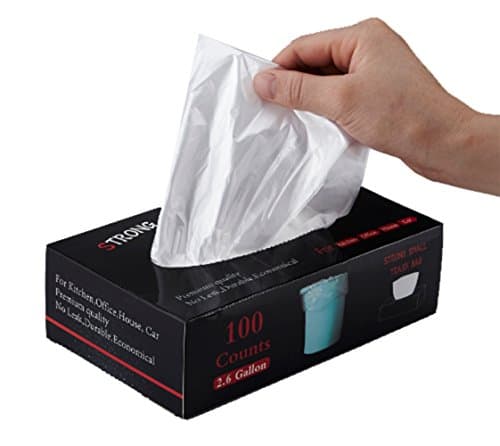 Feiupe 2.6 Gallon Extra Strong Clear Small Trash Bag Garbage Bag Trash Can Liner,100 Counts (2.6 Gallon)