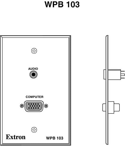 Extron WPB 103B One-Gang White - Wallplate with Computer Video and Stereo Audio Connectors with Active Audio Buffering