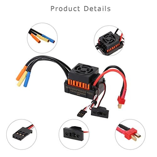 Chartsea Sensorless 60A Brushless ESC Electric Speed Controller for 1/10 RC Car Racing Set FT (60A)