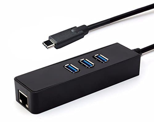 Type C USB-C Network Adapter to RJ45 Wire 3 USB3.0 Ports Hub,Gigabit Ethernet Converter for Macbook 12" Retina Chromebook Pixel..No Driver Required