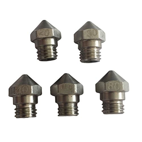 Mercurry 0.2 0.3 0.4 0.5 0.8mm M7 Stainless Steel Nozzle MK10 Extruder for 1.75mm Filament(Pack of 5pcs)