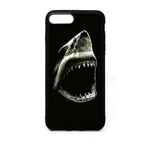 Iphone 7 Plus 5.5" iPhone8 Plus 5.5Inch Case, Scary Big Mouse White Shark In Dark Pattern Black Soft Rubber TPU Bumper Case, Customized iPhone 8Plus 5.5Inch Iphone7 Plus 5.5" Horror Jaw Design Case