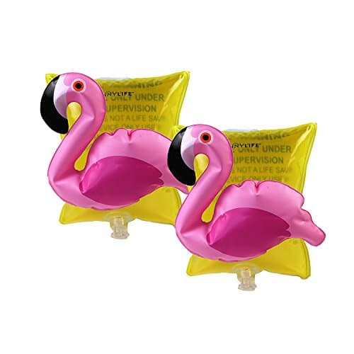 Inflatable Basic Flamingo Arm Band Floats Begin To Swim Floatation Sleeves, for Children Kids (Pink)