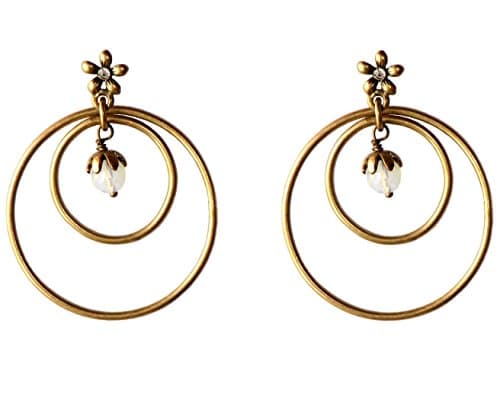 nulla eccessories Double Hoop Boho Earrings with Funky Flower Ear Post, Hypo-Allergenic