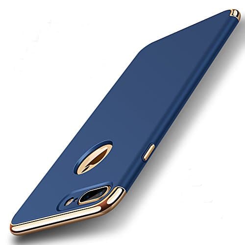 iPhone 7 Plus Case Back Cover Ultra Slim Scratch-Resistant Shockproof Reinforced Hard Bumper Electroplate Frame -- ( Blue )