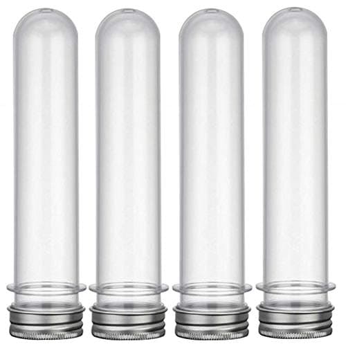 Ainstsk 10Pcs Plastic Test Tubes Clear and Transparent Candy Storage Containers with Screw Caps 45ml,Drinks Cocktail Jelly Bean Cookie Nuts Bottle Containers for Halloween Wedding Party