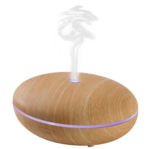 Quamii Essential Oil Diffuser with 7 Color Changing LED Lamp, 400 ml (Light Bamboo Woodgrain) by Quamii
