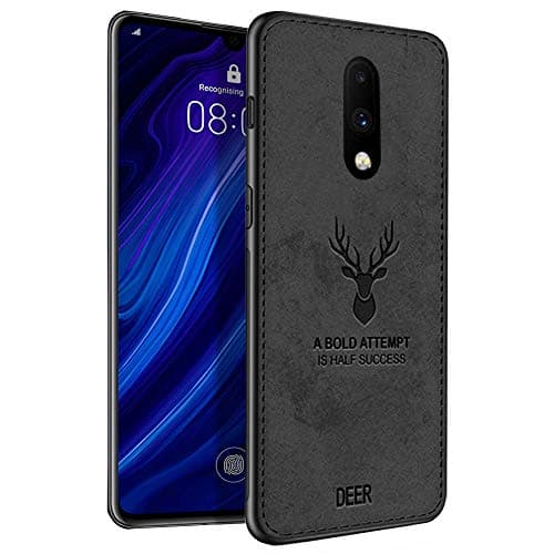 Teeyee Oneplus 7 Case, Fully Protective Design shockproof TPU Bumper Washable Cloth Back Dual Protection Cover for Oneplus 7(2019 Release)(Black)