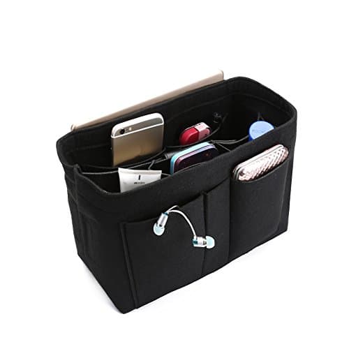 COKOO-Portable Multi-function Felt Purse Organizers，Insert Handbag Organizer Bag in Bag (Large, Black)
