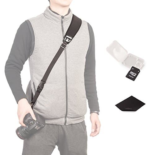 Photo Rapid Fire Camera Neck Strap w/ Quick Release and Safety Tether+TF Adaptor TF/SD Card Case Holder+Clean Cloth