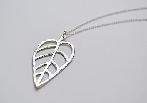 Hammered Sterling Silver Leaf Necklace