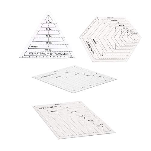 Outtybrave 4Pcs DIY Patchwork Quilting Stencil Ruler Set Degree Diamond Degree Ruler