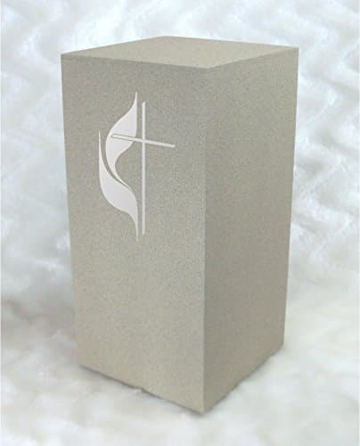 Personalized Custom Engraved Methodist Cross Cremation Urn Vault by Amaranthine Urns, Made in The USA, Eaton DL (up to 200 lbs Living Weight) (Celestial Blue)