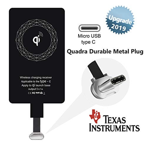Wireless Charger Receiver Qi Charging Adapter Compatible Google Pixel 2 XL Samsung Galaxy A8 A7 A5 A3 C9 C7 Pro Plus LG G5 SE V20 Stylo 4 Moto Z2 Force Play Motorola HTC for USB Type C Android Charge