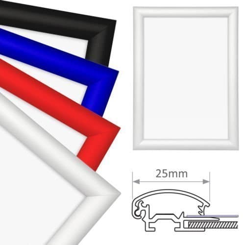 Displaypro A4 Mitred Snap Frames Wall Posters - Silver Black Red Blue Colours Available Via Dropdown (Silver, 1)