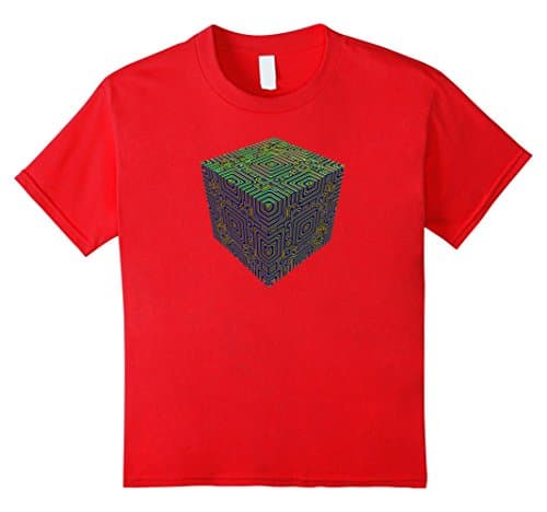 Kids Electronic Circuit Board Computer Chip Cube tee t-shirt 10 Red