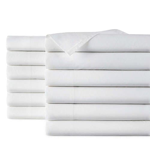 Weaved Collection Twin Size Flat Sheets 66"x104" Thread Count 180 White (1 PACK) (12)