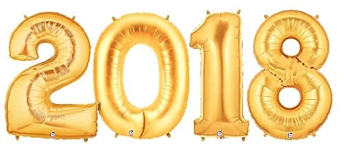 Large Gold Number 2018 Balloons Float with Helium