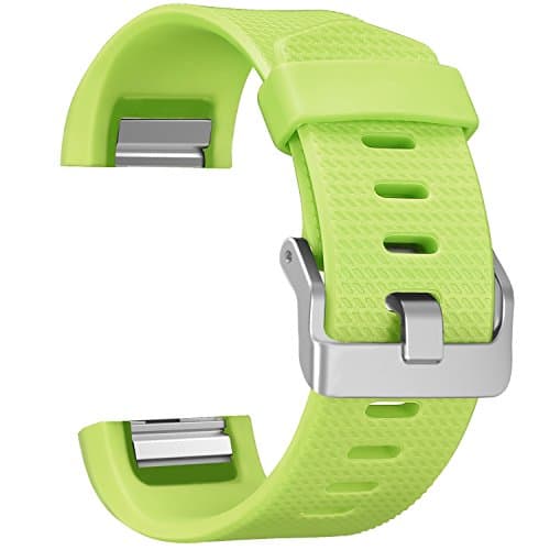 For Fitbit Charge 2 Bands, SKYLET Replacement Bands for Fitbit Charge 2 Bracelet Solid Colors with Secure Watch Clasp (No Tracker) [Small, Lime Green]