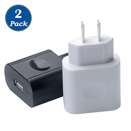 WOOO [2 Pack] 5V/2.1A Fast Charger Universal USB AC Power Adapter Travel Home Wall Charger for iPhone 7/7 plus 6/6 plus Samsung Galaxy S5 S4 Samsung, Nexus and More (Black &amp; White)