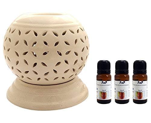 FnP CL Ceramic Aroma Burner (10 ml, Beige)