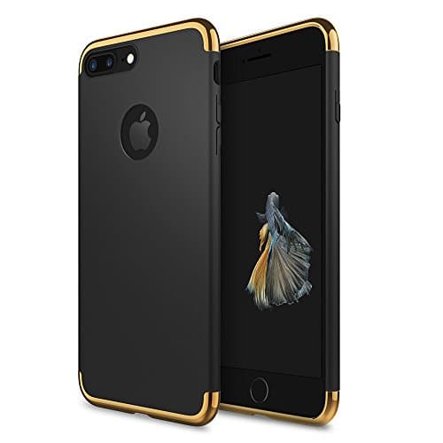 iPhone 8 Plus Case, idutou 3-in-1 Sleek Thin and Slim Fit Shell Hard cover with 3 Detachable Parts for Apple iPhone 8+ CHROME GOLD and MATTE BLACK (5.5 Inches) 2017 (black and gold)