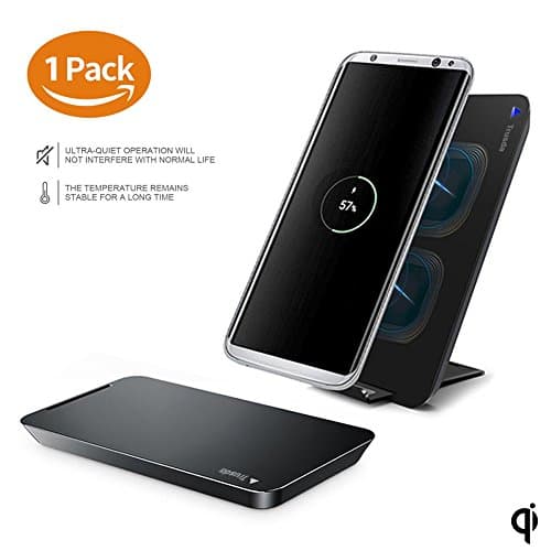 Trusda Qi Wireless Charger USB C Fast Wireless Charging Stand Pad for Samsung Galaxy Note8 S8, 2 Coils 2 in 1 Pad Stand for S8 plus, S7 S7 Edge Note 5/S6 Edge Plus, Nexus 5 / 6 / 7 (1 Pack)