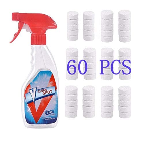 Multi Functional Effervescent Spray Cleaner Set With Bottle All Purpose Home Cleaning Stain Remover Cleaner Fine Concentrated Solid (60pcs+bottle)