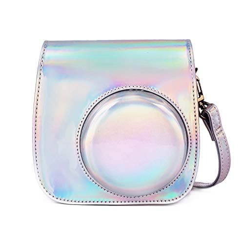 Phetium Instant Camera Case Compatible with Instax Mini 11/12,PU Leather Bag with Pocket and Adjustable Shoulder Strap (Magic Silver)