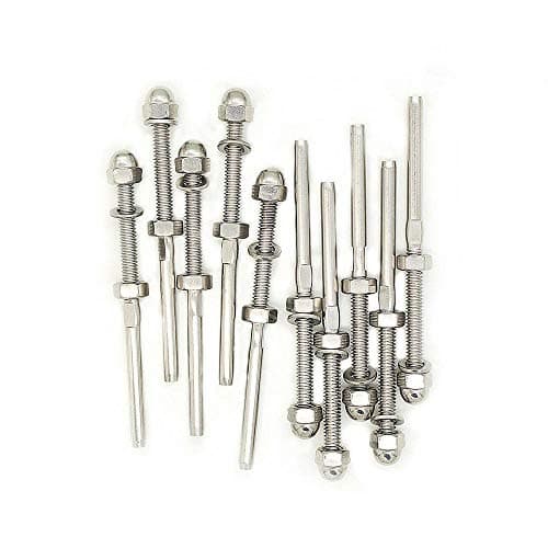Jingyi Cable Railing Swage Threaded Stud Tension End Fitting Terminal for 1/8 Cable Deck Railing Hand Swage T316 Stainless Steel Marine Grade -Lot of 10