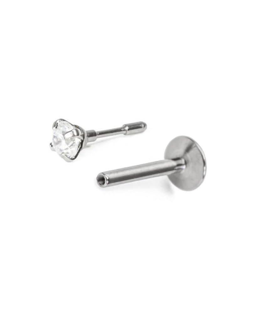 Titanium Labret Style Push Pin Threadless Nose Stud Ring, 316L Surgical Steel Insert 18G