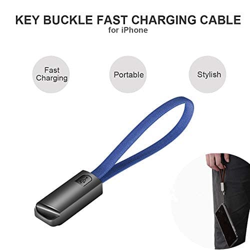 Key Chain Design Fast Charging and Data Transfer Cord for iPhone Devices Stylish Fast USB iPhone Charger Compatible with iPhone Xs MAX/XR/8/8 Plus/7/7 Plus/6/6 Plus, iPod and iPad and More (Blue)