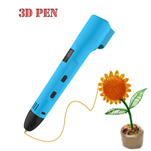 Looein Newest 3D Printing Pen With LED Screen Adjustable Feed Speed ,Portable 3D Doodler Drawing Pen Is Compatible With Both ABS&amp;PLA filament Support Power Bank Perfect Gift For Kids&amp;Adult -Blue