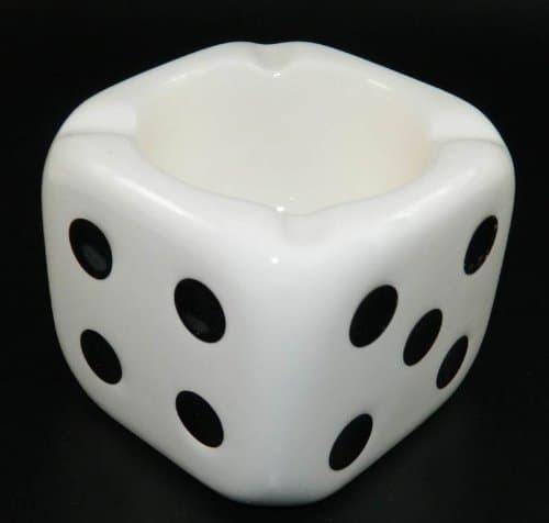 Lucky Playing Dice Cube Glazed Ceramic Ashtray My-1490
