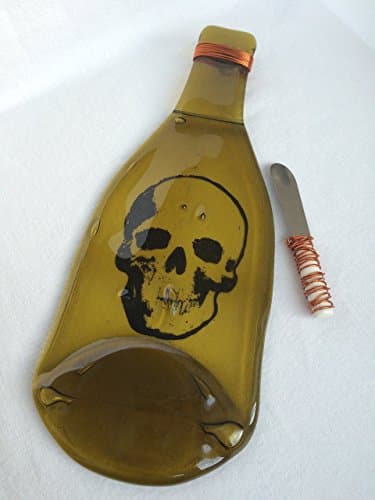 Skull Face Melted Wine Bottle Tray Spoon Rest