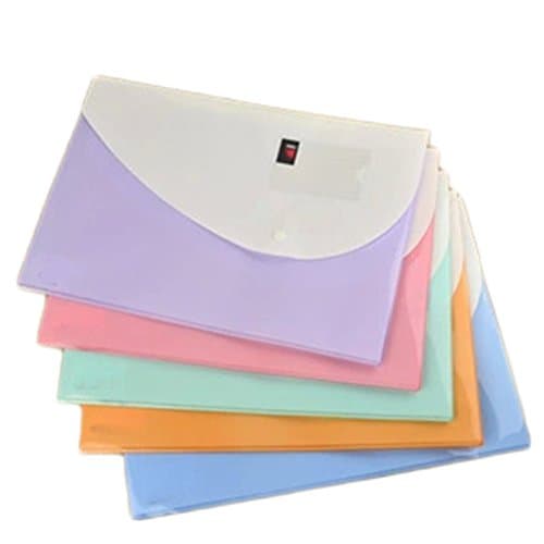 Wonque A4 Commercial Documents File Folders Candy-Colored Wallet Folders/Envelope Folders with Snap Button & Lable