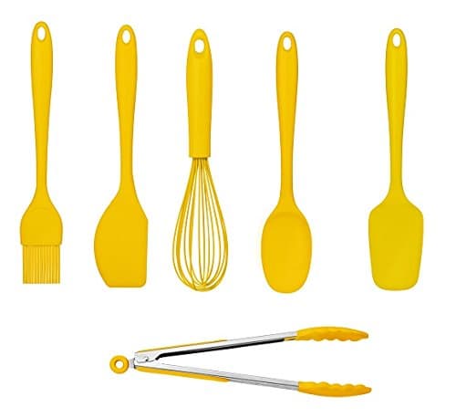 Funky Yellow 6 Piece Silicone Kitchen Utensils / Tools Set