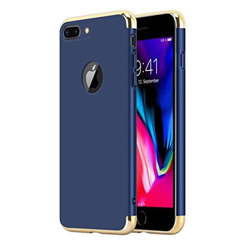 iPhone 8 Plus Case, CASELEAF Stylish Ultra Thin and Slim Hard Case [Support Wireless Charging] Coated Non Slip Matte Surface with 3 Detachable Parts for Apple iPhone 8 Plus [Blue]