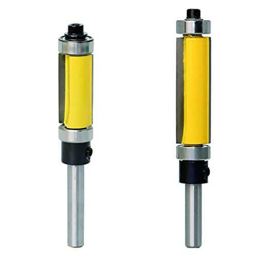 2PCS Pattern Flush Trim Router Bits Set 1/4'' Shank, YoiYee Top & Bottom Bearing Woodworking Template Cutter for All Composition Material, Plywood, Hardwood and Softwood