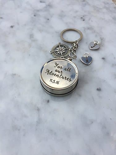 For All Our Adventures, Custom Compass, Engraved Compass, Personalized Compass, Custom Keychain, Girlfriend Gift, Boyfriend Gift