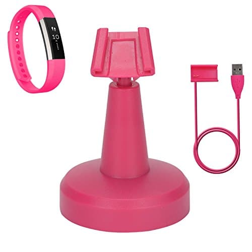 Fitbit Alta Replacement Charger Eityilla Charging Holder Stand Dock Station and 3.3ft USB Charging Cable Cord (Stand Rose + 3.3ft) ... (Rose)