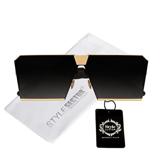 Oversized Square Sunglasses with Flat Top Metal Frame (BLACK)